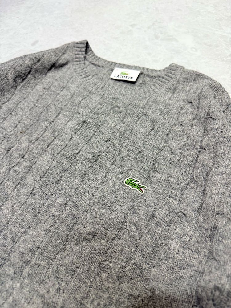 Lacoste Grey Cable Knit Sweater