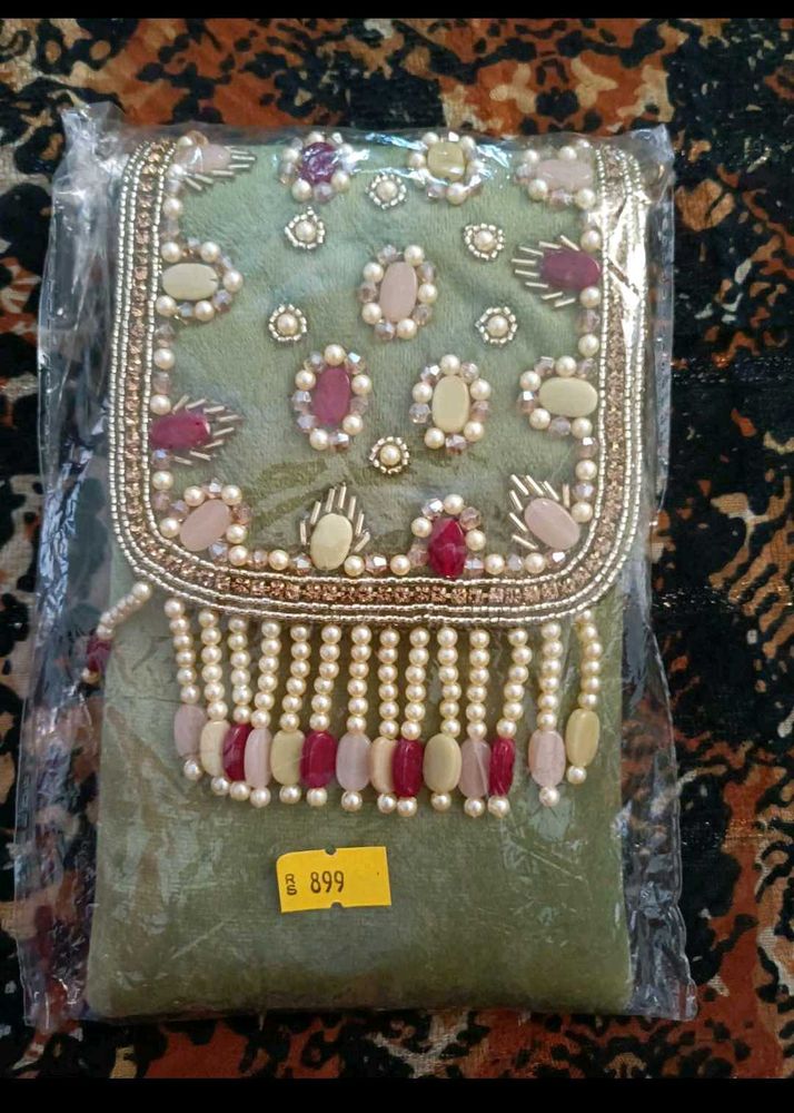 Embroidered Velvet Mobile Sling Bag