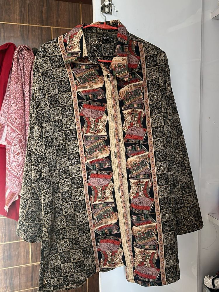 Patterned Button-Down Shirt