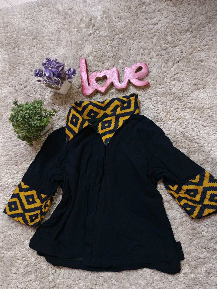 Patterned Collar Top