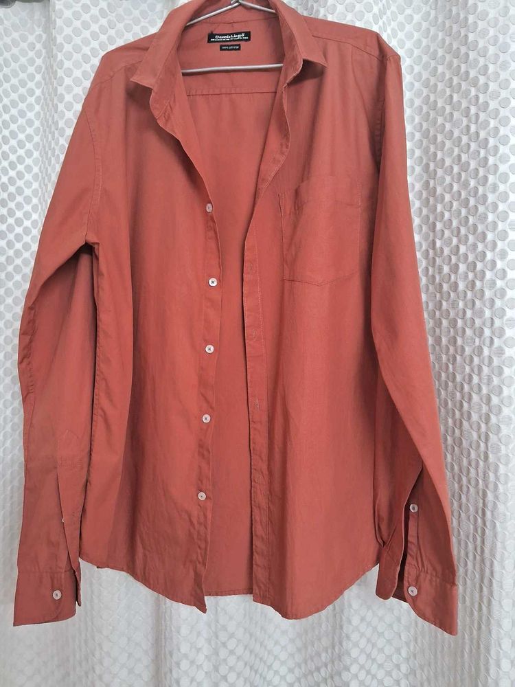 DENNIS LINGO Orange Long Sleeve Button Down