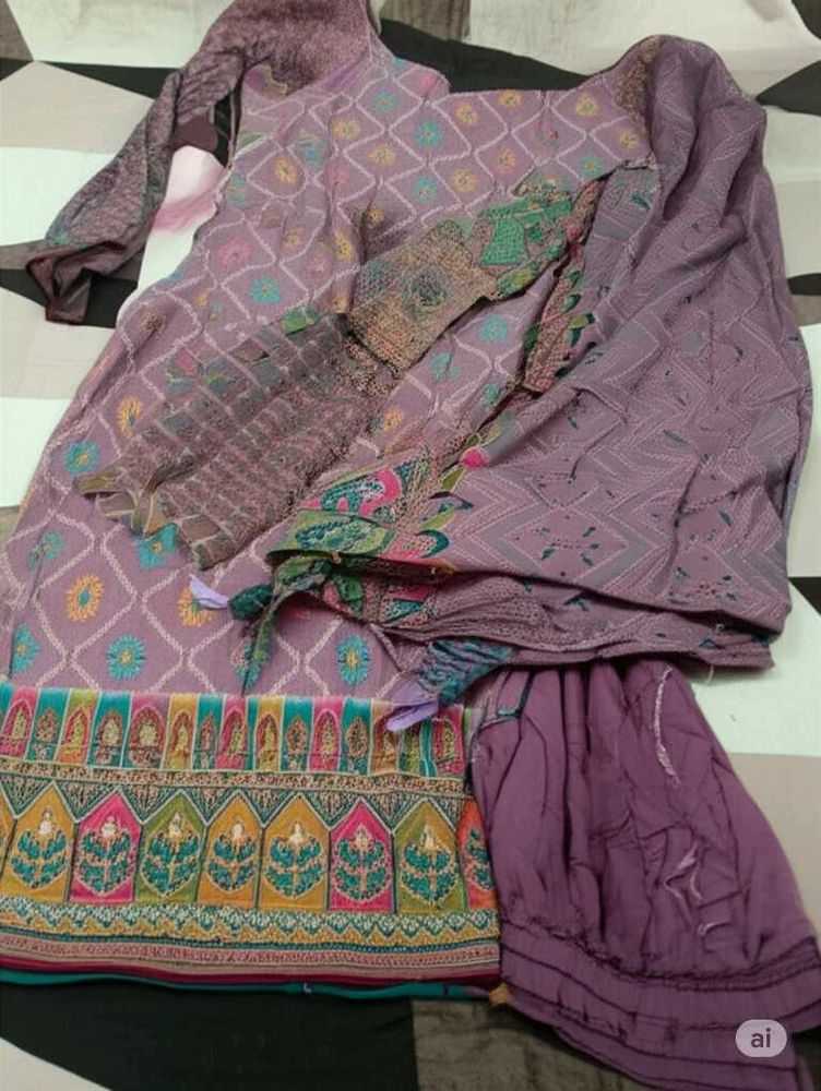 Purple Printed Salwar Kameez Suit
