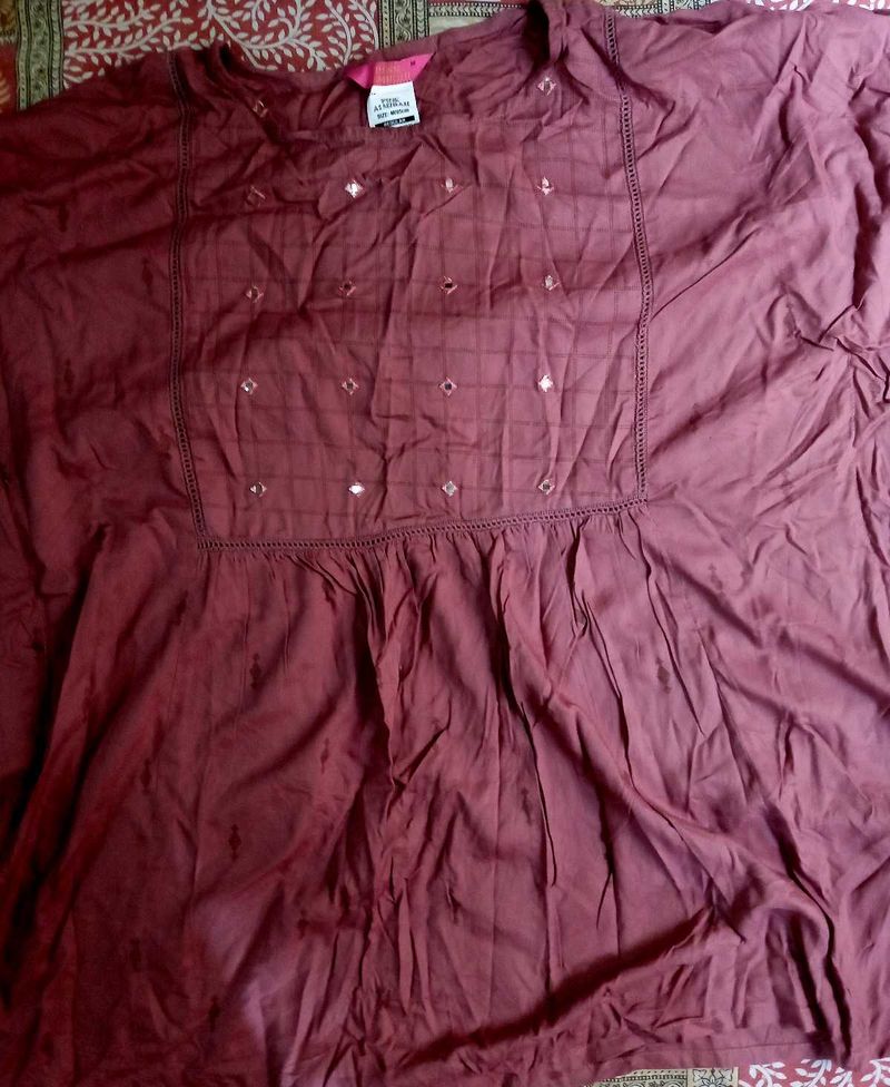 Maroon Embroidered Top