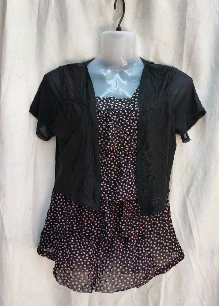 Black Top and Shrug Set