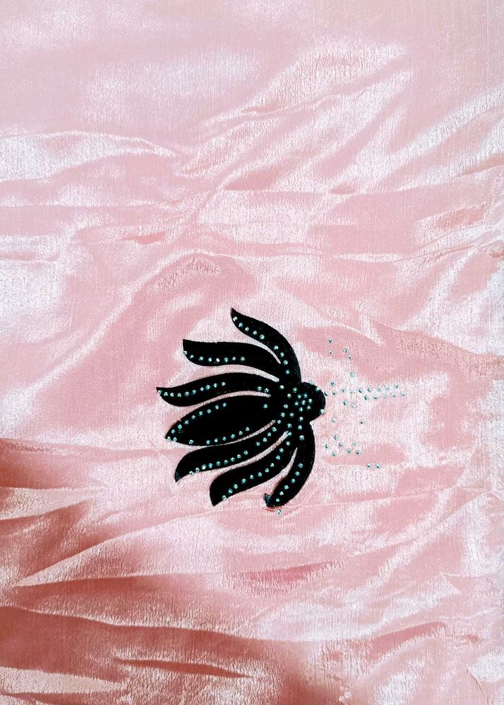Pink Floral Applique Work Saree