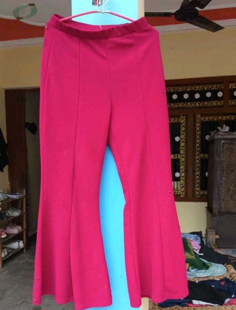 Co Ord Set Pink Flare Leg Trouser And Top