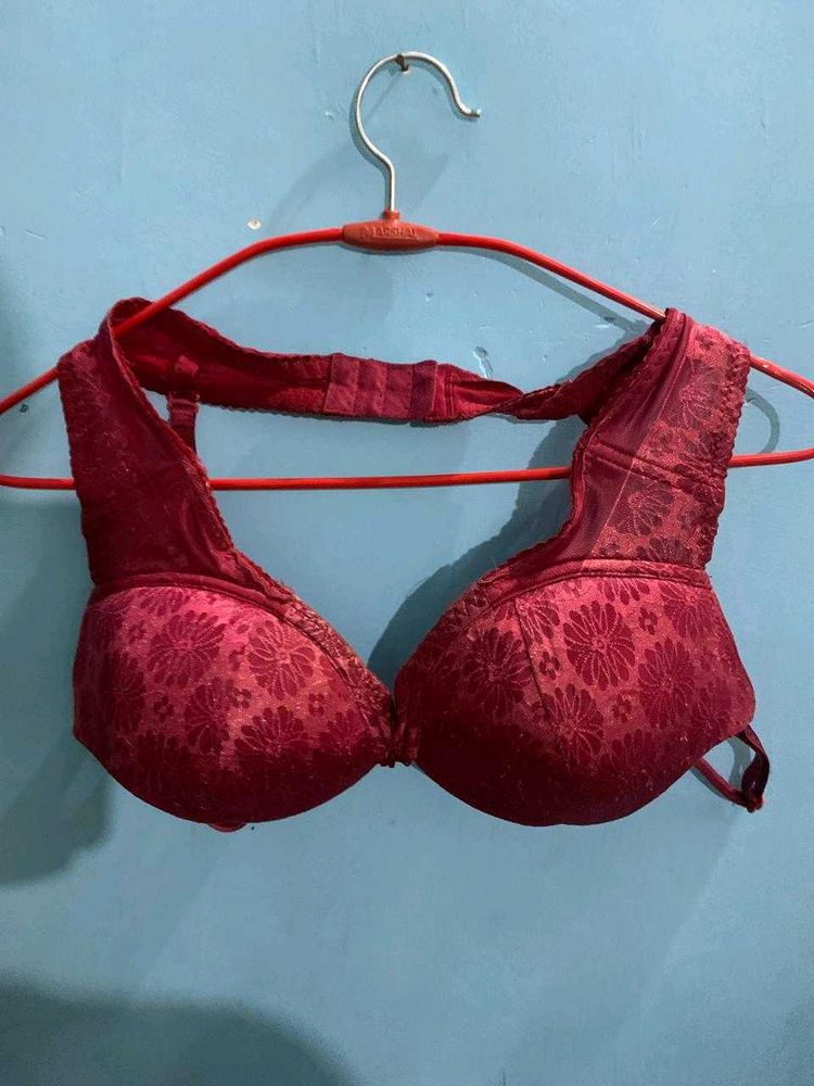 branded Floral Maroon Bra