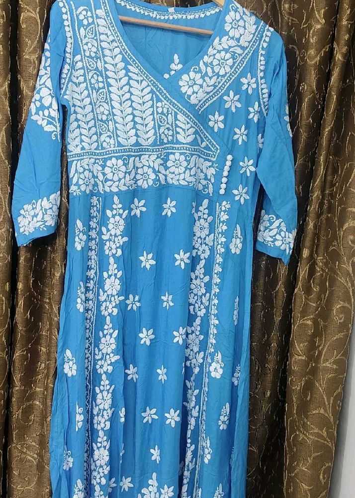 A Line Kurta 3d Work Chickenkari