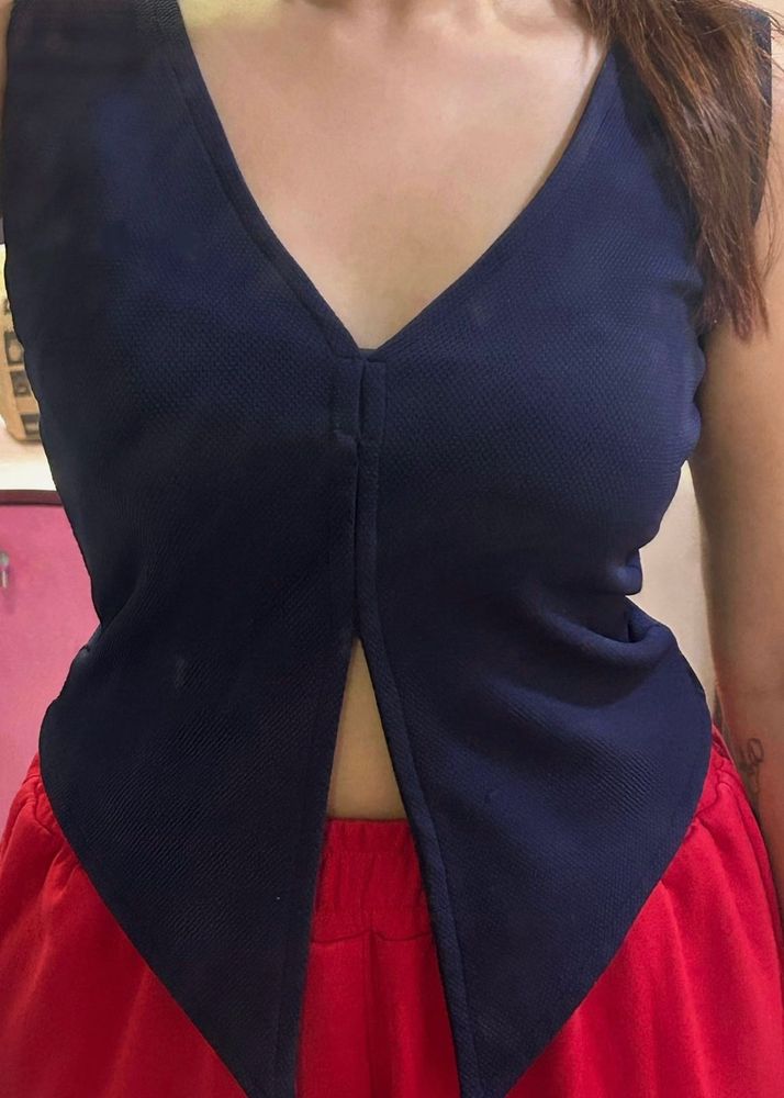 Reversible Y2K V-Neck Top