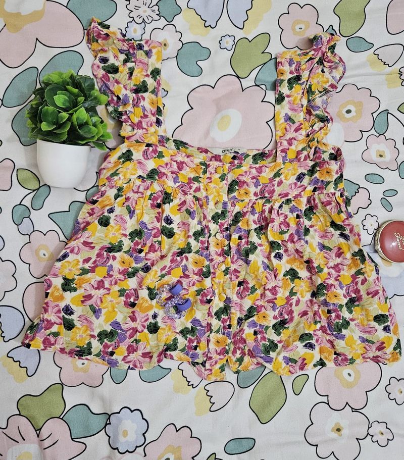 ONLY  Floral Print Pleated Top