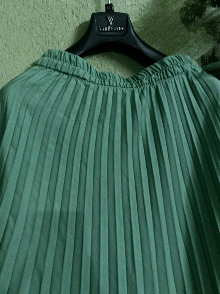 Green Pleated Skirt