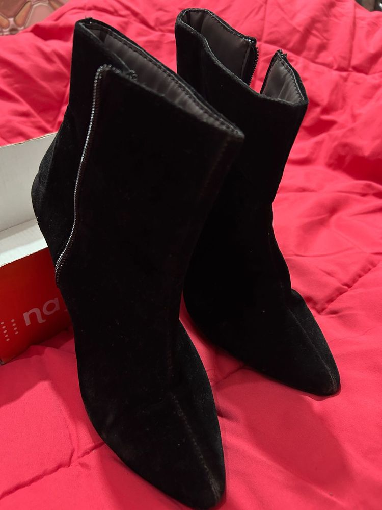 Black Velvet Ankle Boots