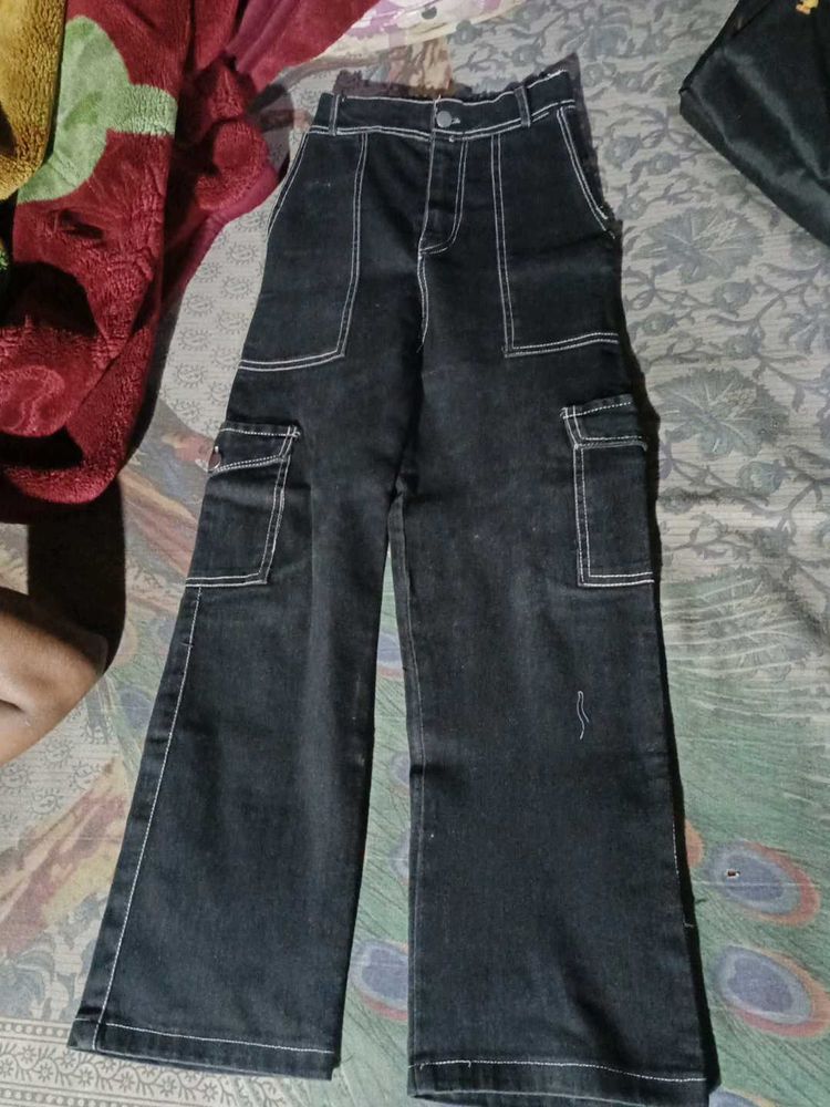 Black Wide Leg Cargo Pants