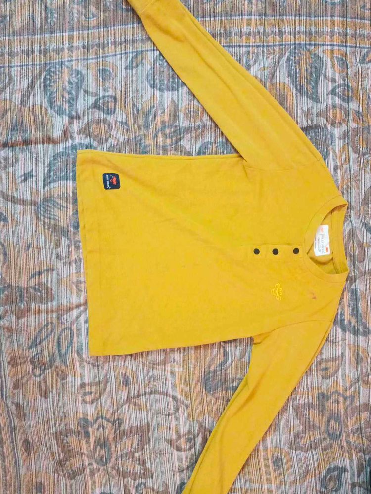 Yellow Long Sleeve Henley Shirt