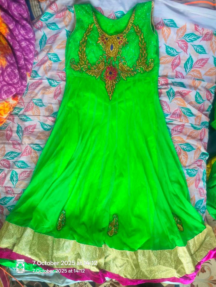 Green Ethnic Gown Full Set