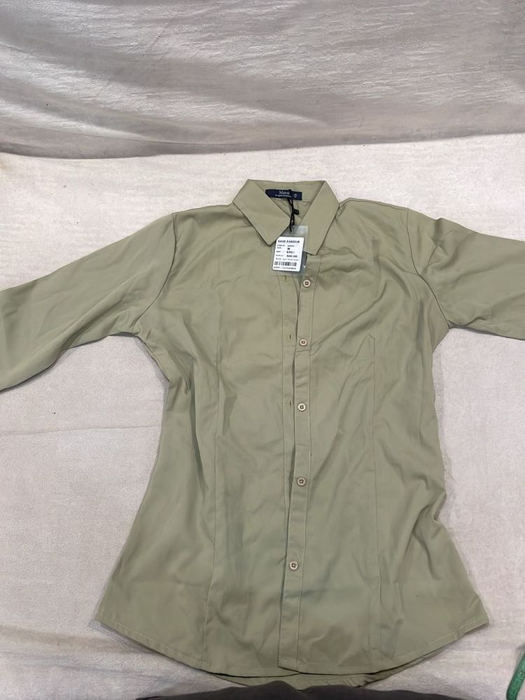 Olive Green M Size With Tag Button-Up Shirt