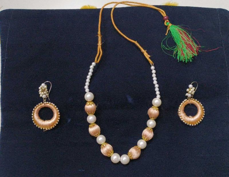 Pearl &amp; Silk Necklace Set