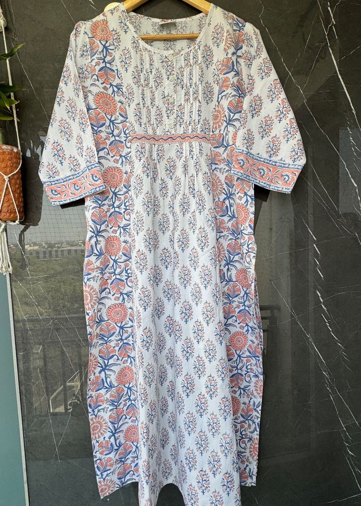 Floral Print Cotton Kurta