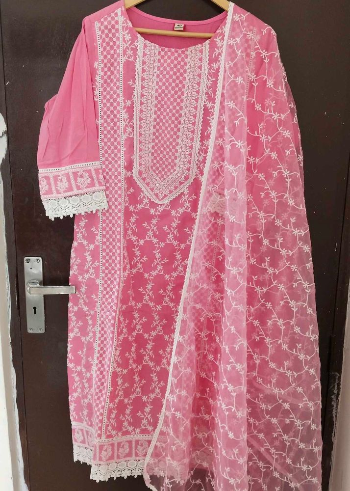 New Unused PureCotton Full Embroidery Suit
