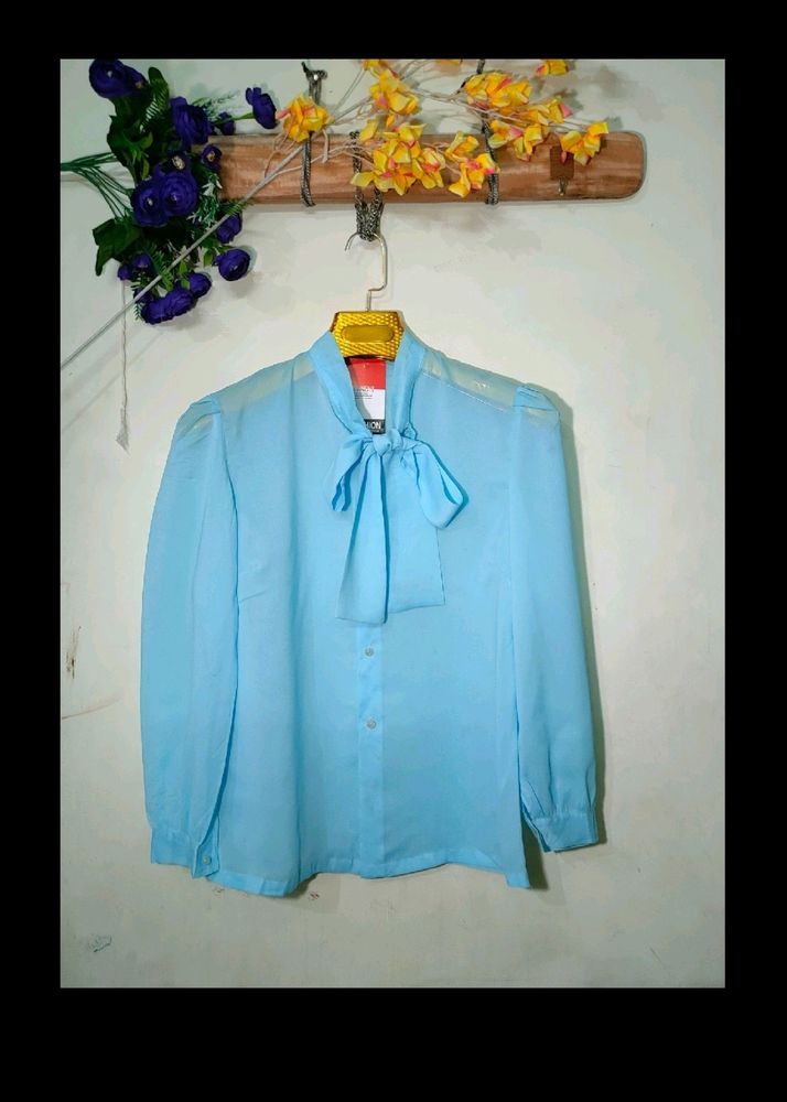 SKY BLUE GEORGETTE KNOT TOP