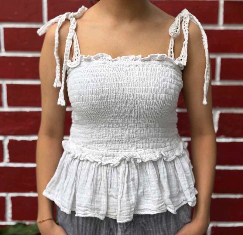 White Tie-Strap Top