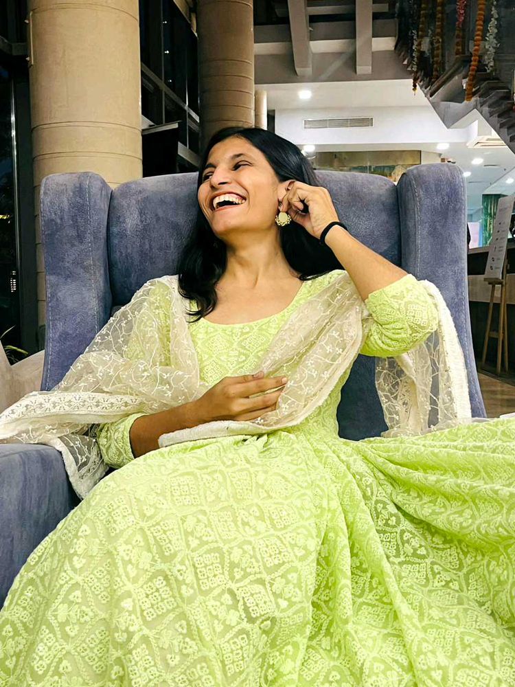 Lime Green Embroidered Anarkali Kurta