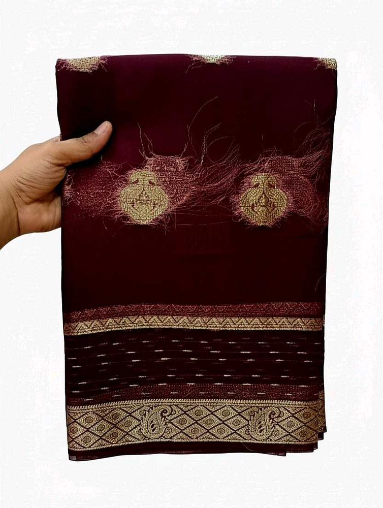 Maroon &amp; Gold Banarasi Silk Saree