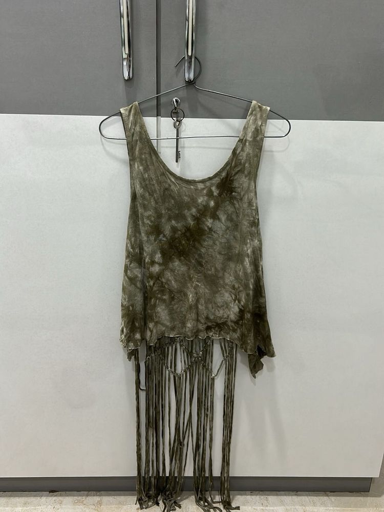 Tie-Dye Fringe Tank Top