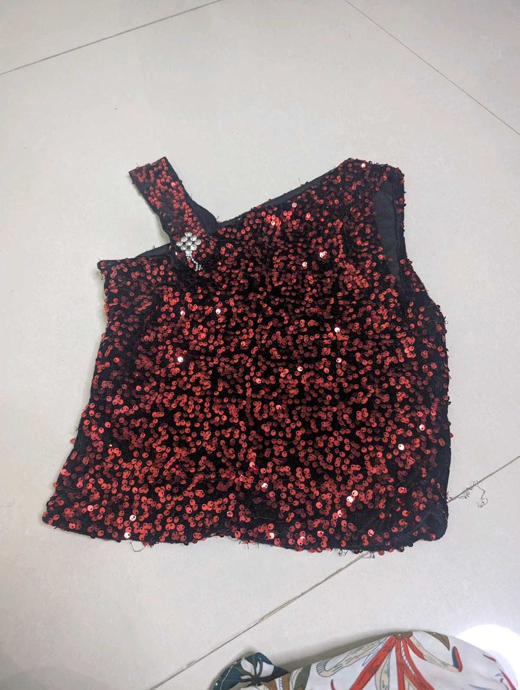 Red Sequin Party Top