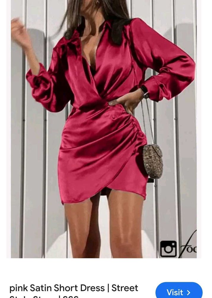 Pink Satin Mini Dress