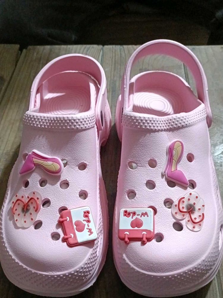 Cute Pink Clogs with Charms