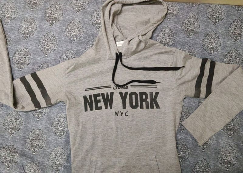 Grey Hooded Top