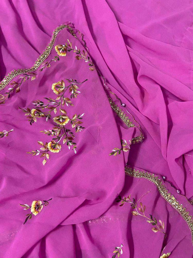 Elegant Blue Embroidered Saree