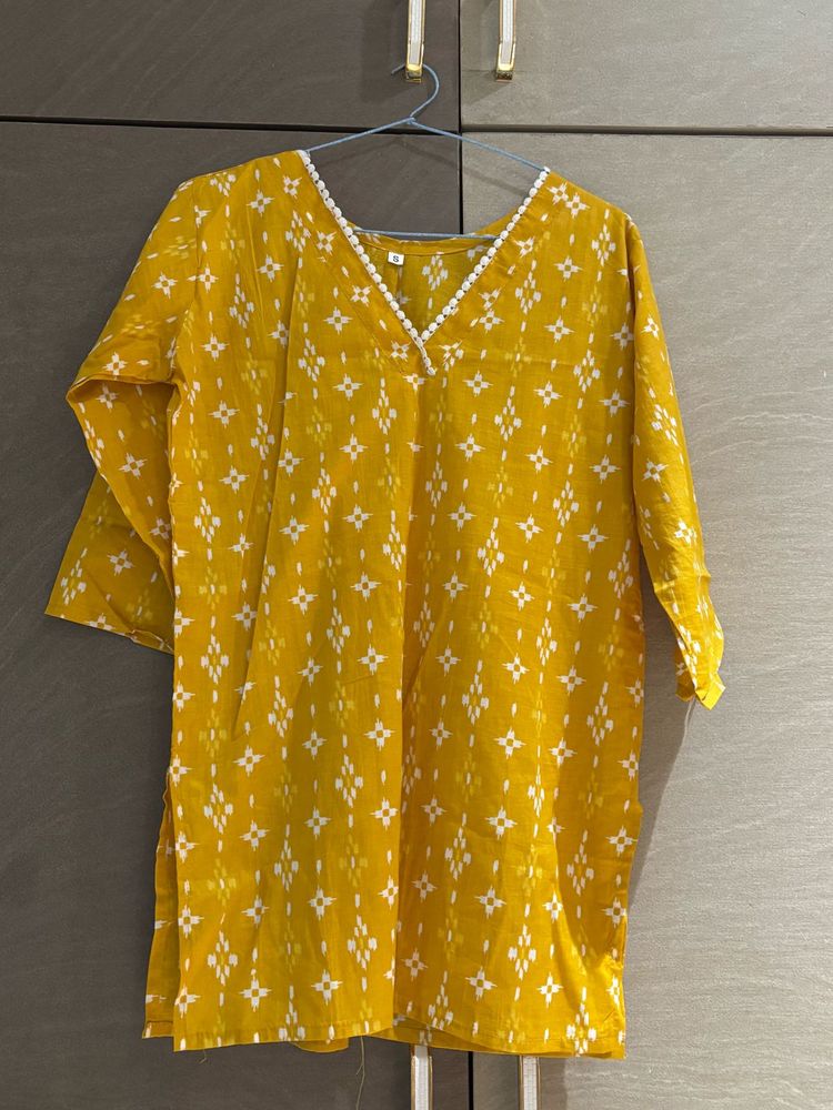 Yellow Printed Kurta