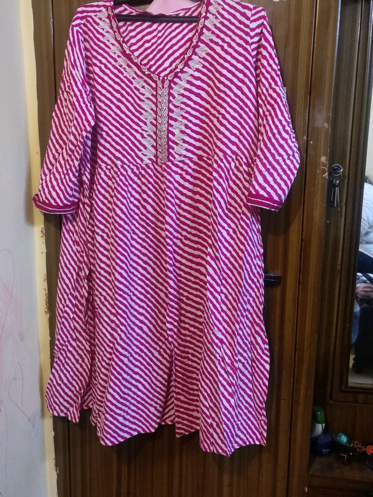 Pink Striped Kurti