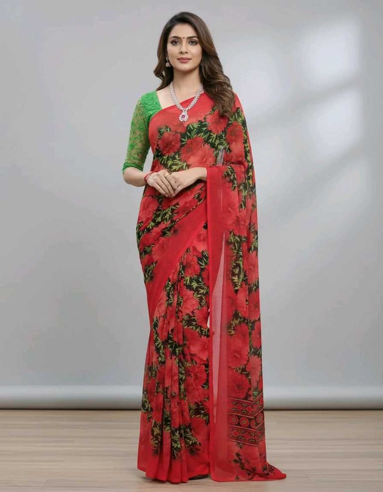Elegant Floral Print Saree