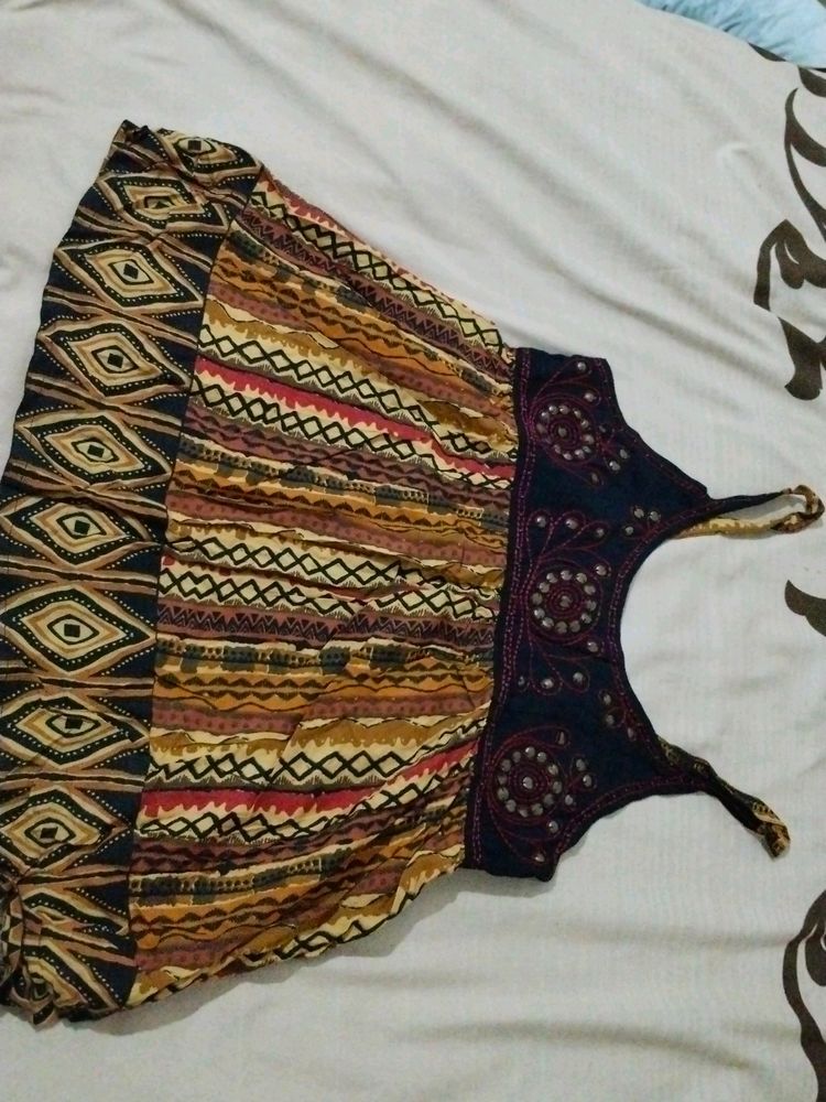 Woman Multi Colour Jaipuri Print Thread Work