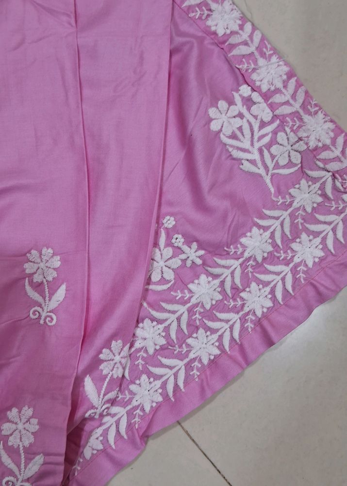 Pink Embroidered Kurti Pant