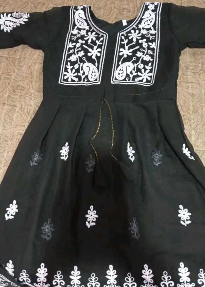 black embroidery short kurti