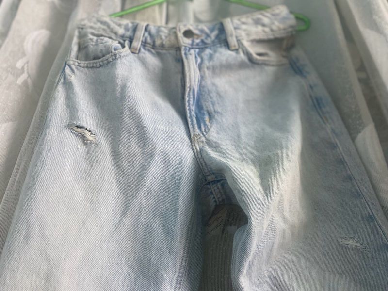 Light Wash Distressed Wide-Leg Jeans