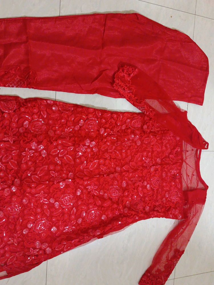New Kurta Set In Net Embroidery