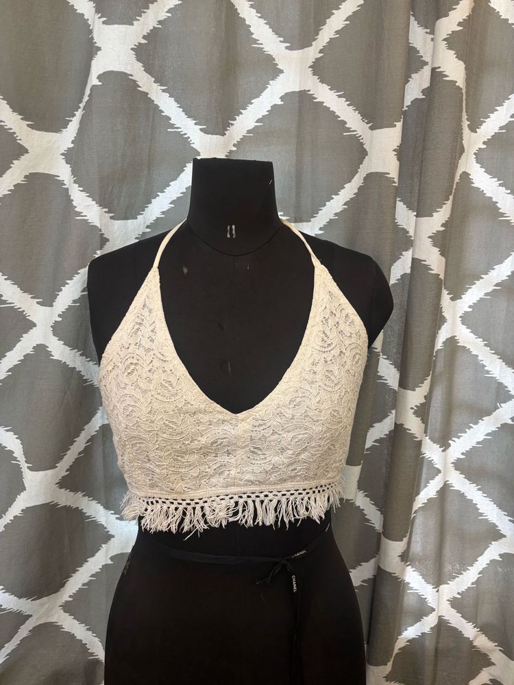 Lace Halter Crop Top