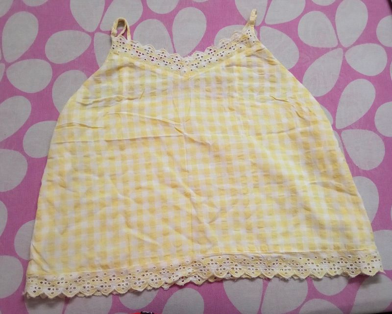 Yellow And white Checkered Top