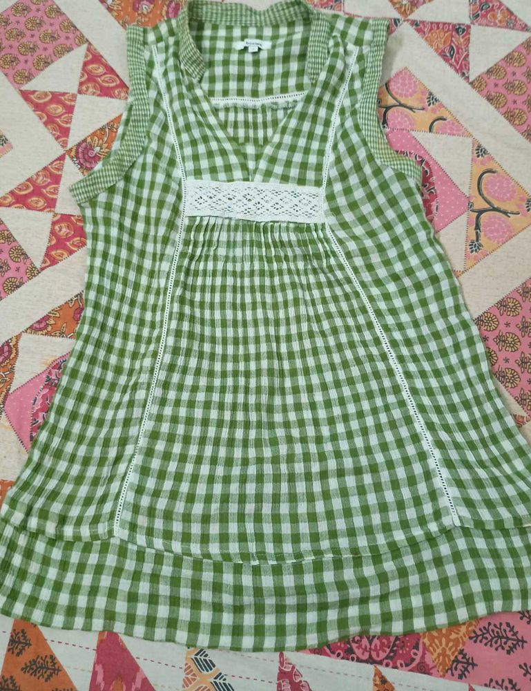 Bossini Green Checkered Top