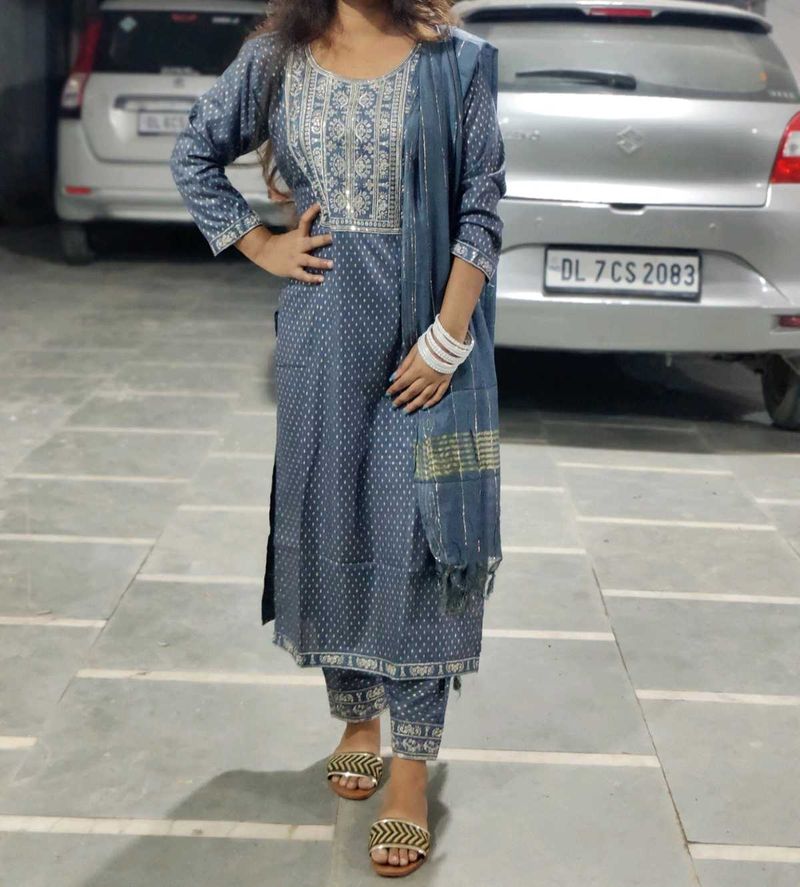 Elegant grey kurta set