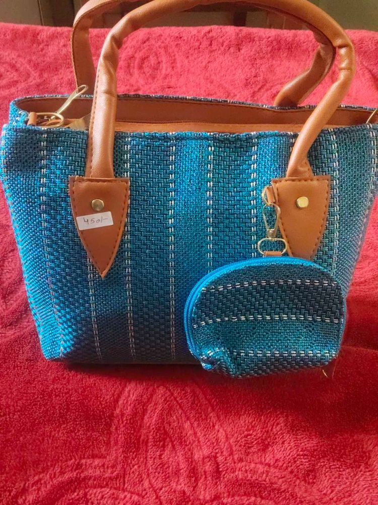 Woven Tote Bag with Coin Purse