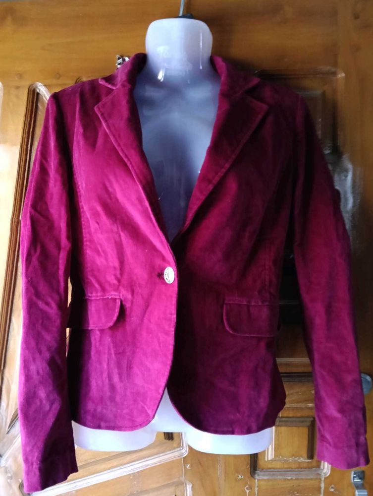 Burgundy Velvet Blazer