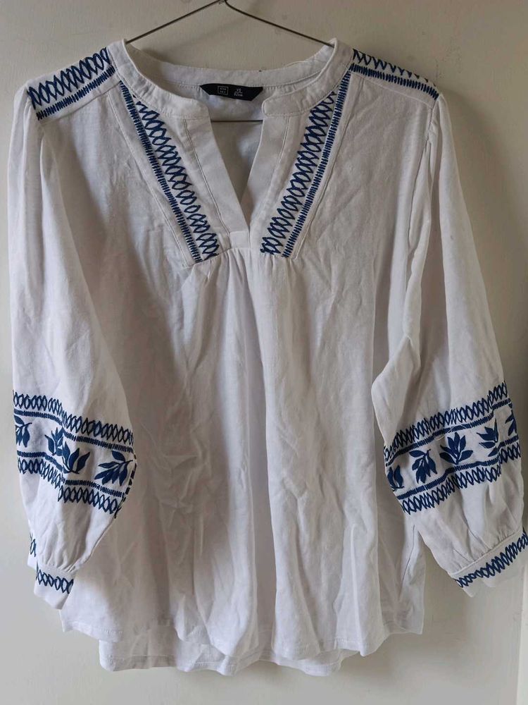 White Embroidered Top