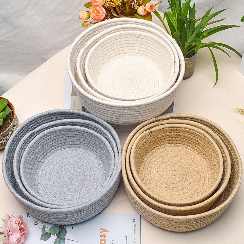 6 pieces Cotton Rope Storage Baskets (Set of 2))