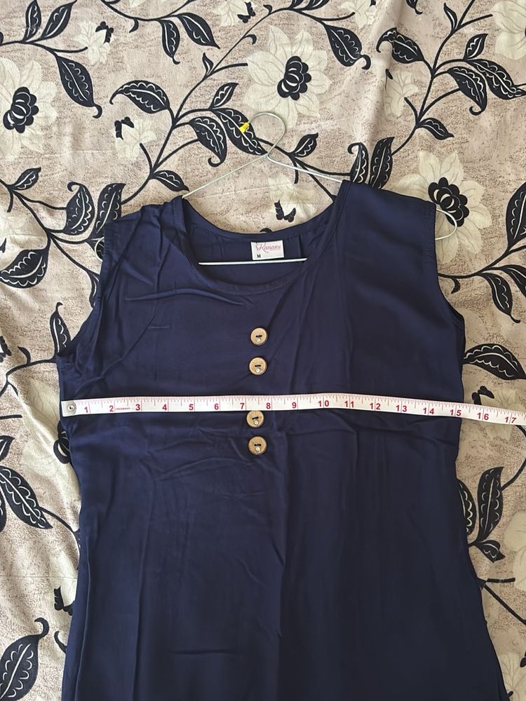 Navy Button-Down Kurti